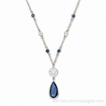 Fashionable Necklace with Chrome Plating and Pendant, Made of Zinc Alloy, Wholesale, OEM is Welcome